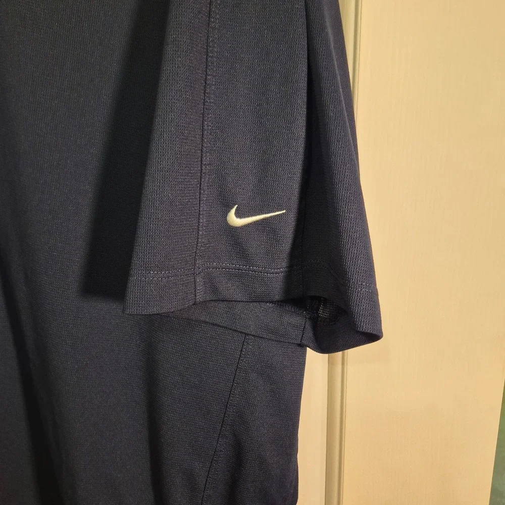 Nike Golf Dri-FIT Polo Shirt Mens XXL‎ Navy Blue Short Sleeve Leaf Logo Swoosh